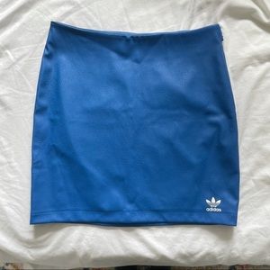 Adidas blue leather mini skirt